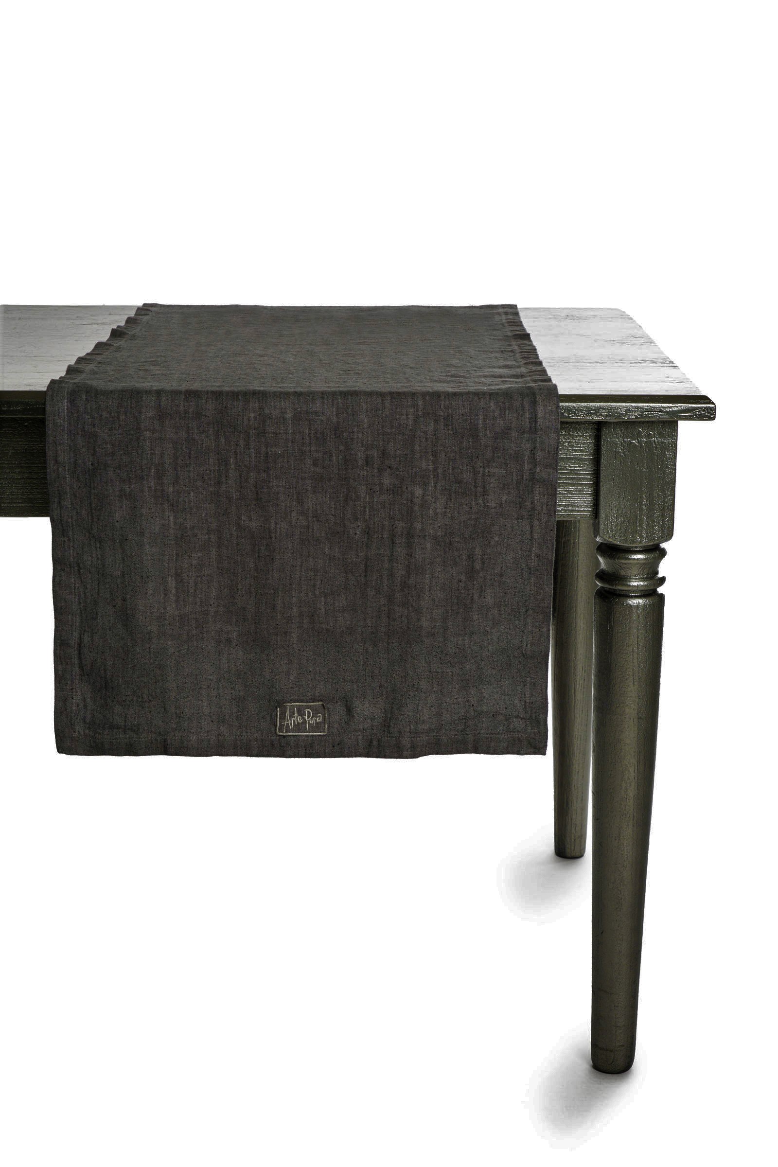 Arte Pura Runner in Lino Pesante Nero 40X160 cm - immagine 2