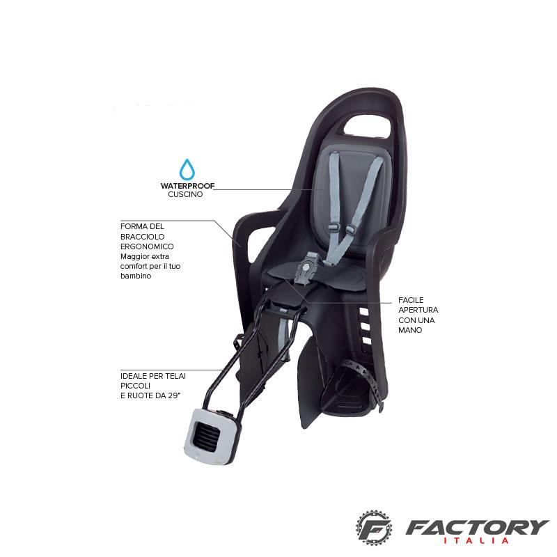 Seggiolino bici bimbo posteriore al telaio nero - immagine 2