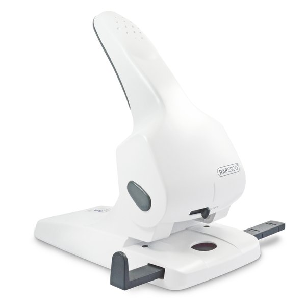 Rapesco Perforatore ZERO-65 a 2 fori per alti spessori. Corpo robusto in metallo verniciato con impugnatura ergonomica. Capacitàdi perforazione fino a 65 fogli da g 80. Bianco PERFORATRICI - immagine 2