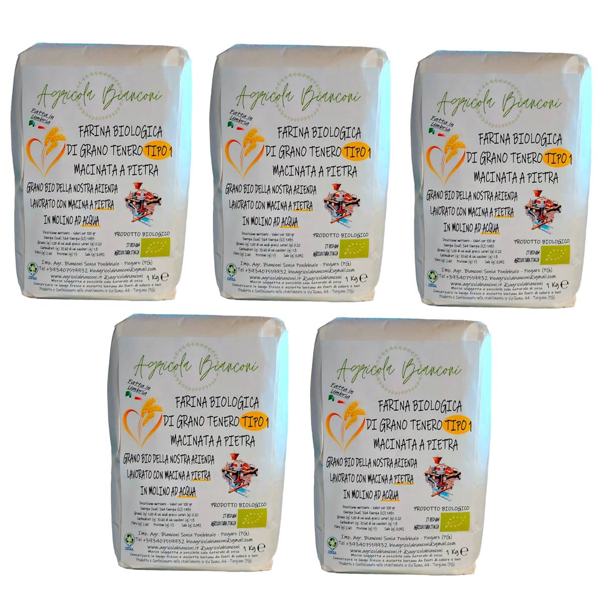 5 pz di Farina di Grano Tenero Macinata a Pietra Tipo 1 - immagine 2